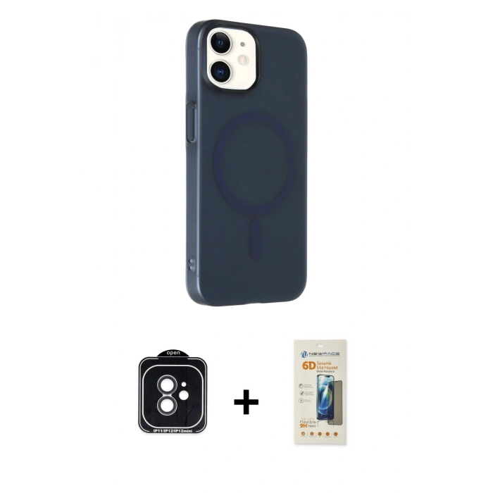MARSİLYAN™- iPhone 11 Kılıf Çekirdek Modern Prime - Siyah 6D Mat Seramik Hayalet Nano Ekran Koruyucu + PVD Metal Kamera Lens - SH