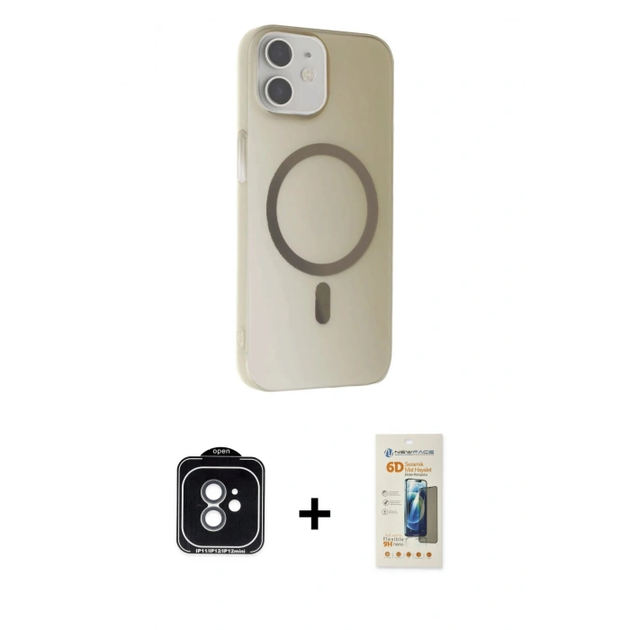 MARSİLYAN™- iPhone 11 Kılıf Çekirdek Modern Prime - Siyah 6D Mat Seramik Hayalet Nano Ekran Koruyucu + PVD Metal Kamera Lens - YL