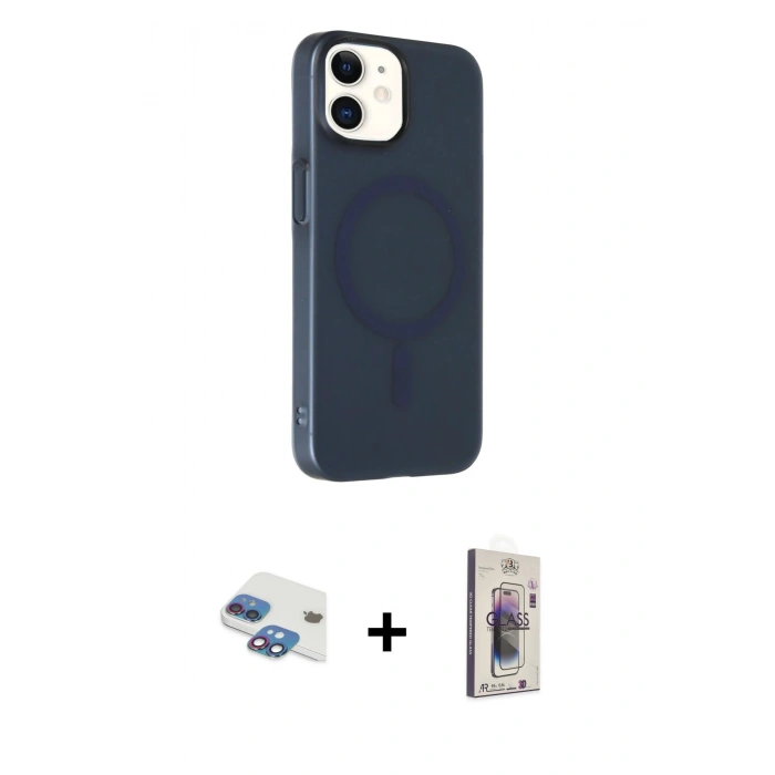 MARSİLYAN™- iPhone 11 Kılıf Çekirdek Modern Prime - Siyah Bilvis 3D Cam Ekran Koruyucu + Pers Alüminyum Kamera Lens - GI