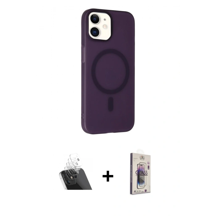 MARSİLYAN™- iPhone 11 Kılıf Çekirdek Modern Prime - Siyah Bilvis 3D Cam Ekran Koruyucu + Kamera Lens Koruma Cam - SF