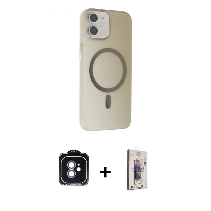 MARSİLYAN™- iPhone 11 Kılıf Çekirdek Modern Prime - Siyah Bilvis 3D Cam Ekran Koruyucu + PVD Metal Kamera Lens - MI