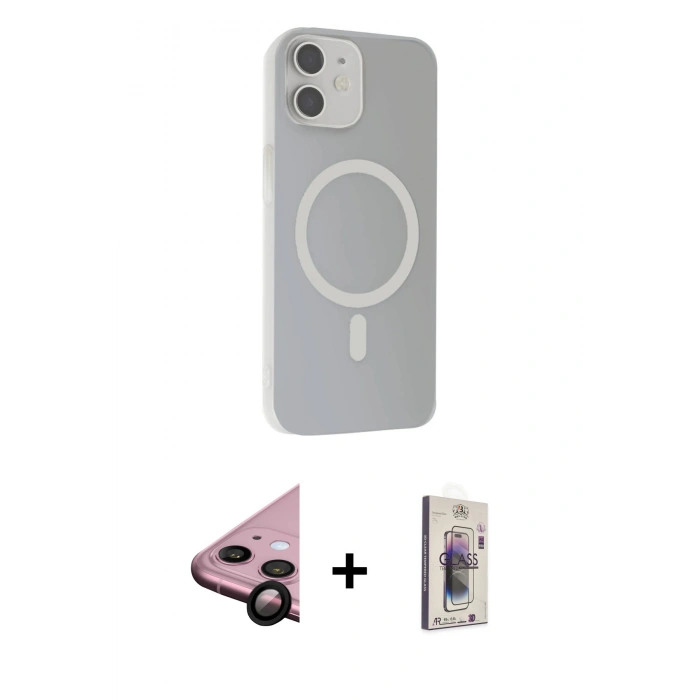 MARSİLYAN™- iPhone 11 Kılıf Çekirdek Modern Prime - Siyah Bilvis 3D Cam Ekran Koruyucu + Raze Metal Kamera Lens - SH