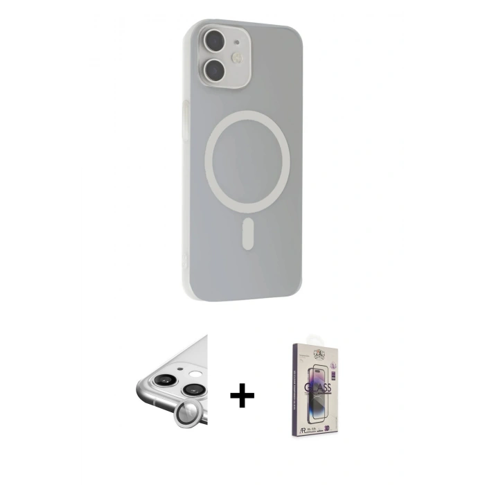 MARSİLYAN™- iPhone 11 Kılıf Çekirdek Modern Prime - Siyah Bilvis 3D Cam Ekran Koruyucu + Raze Metal Kamera Lens - GS