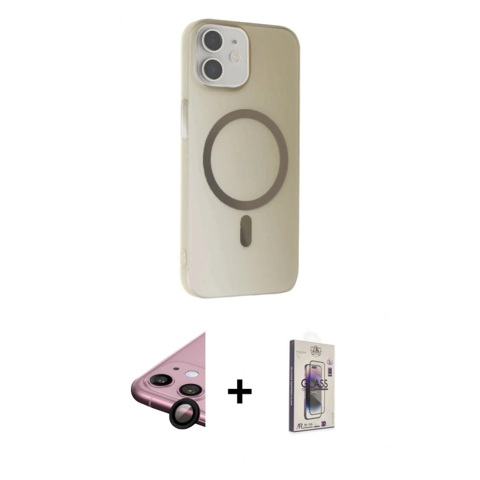 MARSİLYAN™- iPhone 11 Kılıf Çekirdek Modern Prime - Siyah Bilvis 3D Cam Ekran Koruyucu + Raze Metal Kamera Lens - SH