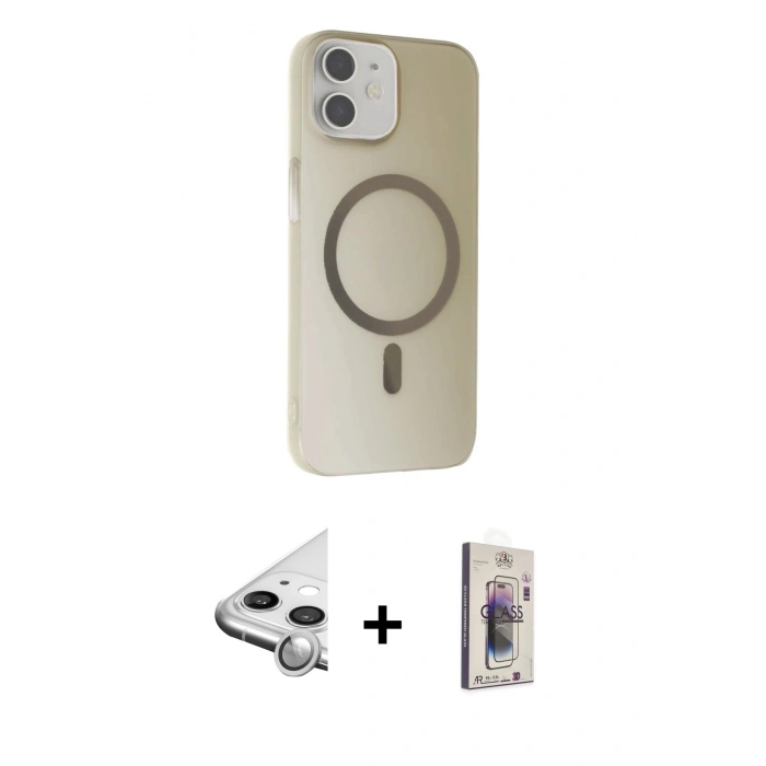 MARSİLYAN™- iPhone 11 Kılıf Çekirdek Modern Prime - Siyah Bilvis 3D Cam Ekran Koruyucu + Raze Metal Kamera Lens - GS