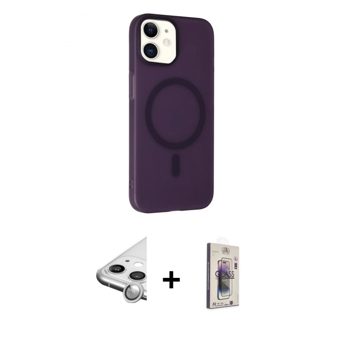 MARSİLYAN™- iPhone 11 Kılıf Çekirdek Modern Prime - Siyah Bilvis 3D Cam Ekran Koruyucu + Raze Metal Kamera Lens - GS