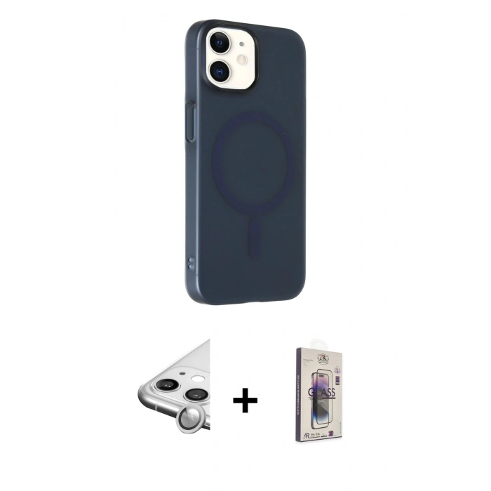 MARSİLYAN™- iPhone 11 Kılıf Çekirdek Modern Prime - Siyah Bilvis 3D Cam Ekran Koruyucu + Raze Metal Kamera Lens - GS