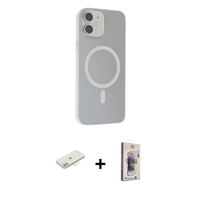 MARSİLYAN™- iPhone 11 Kılıf Çekirdek Modern Prime - Siyah Bilvis 3D Cam Ekran Koruyucu + Renkli Kamera Lens Koruma Cam - SI