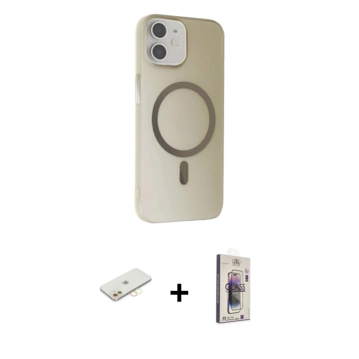MARSİLYAN™- iPhone 11 Kılıf Çekirdek Modern Prime - Siyah Bilvis 3D Cam Ekran Koruyucu + Renkli Kamera Lens Koruma Cam - SI