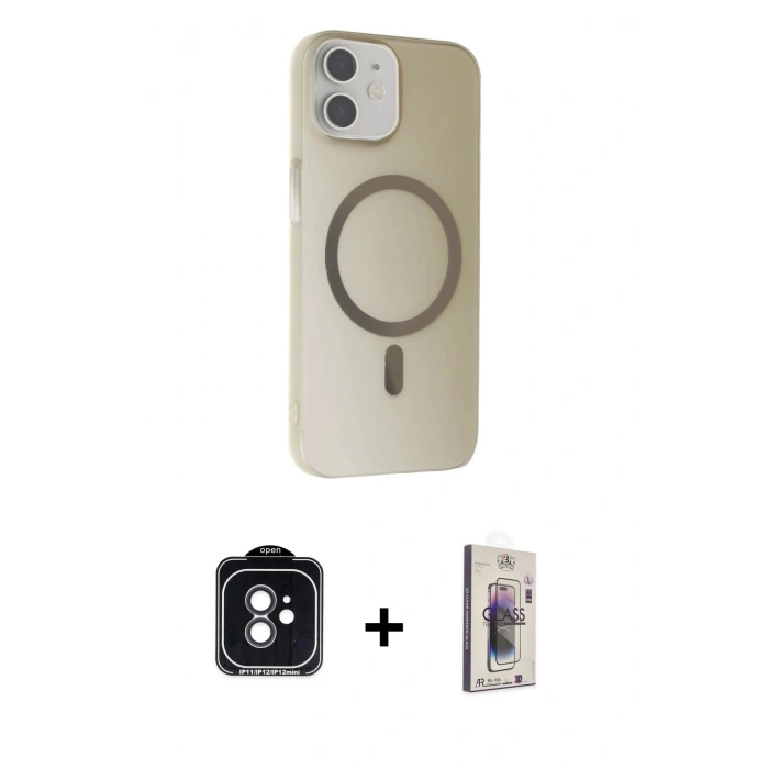 MARSİLYAN™- iPhone 11 Kılıf Çekirdek Modern Prime - Siyah Bilvis 3D Cam Ekran Koruyucu + PVD Metal Kamera Lens - SH