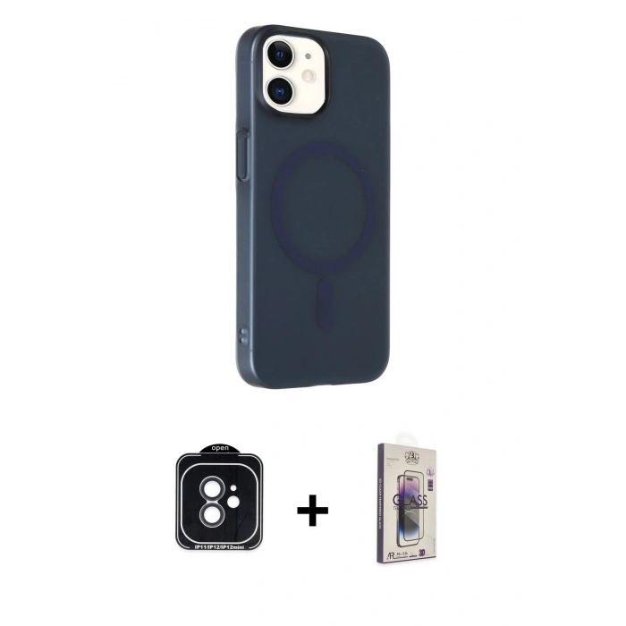 MARSİLYAN™- iPhone 11 Kılıf Çekirdek Modern Prime - Siyah Bilvis 3D Cam Ekran Koruyucu + PVD Metal Kamera Lens - SH