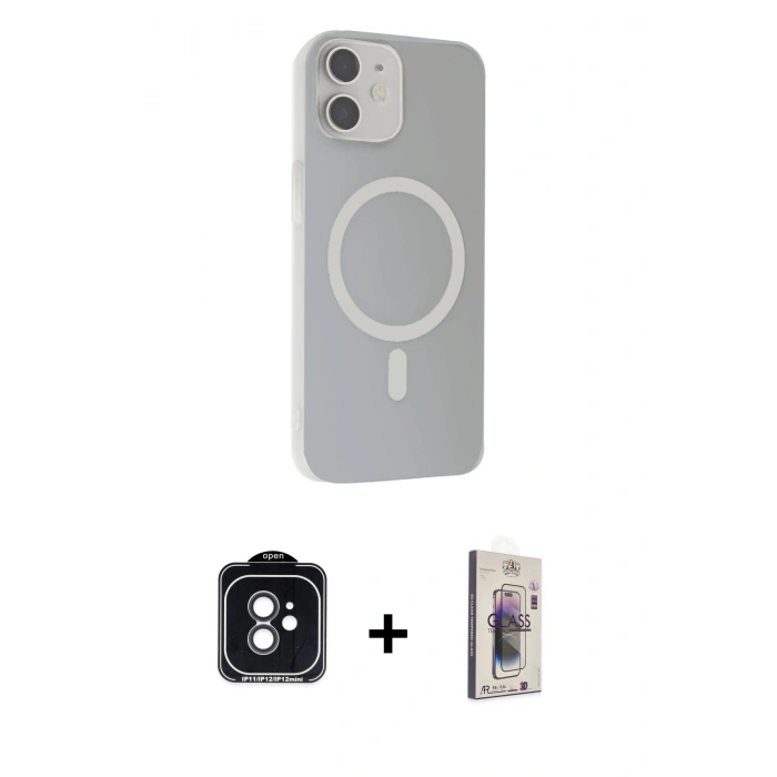 MARSİLYAN™- iPhone 11 Kılıf Çekirdek Modern Prime - Siyah Bilvis 3D Cam Ekran Koruyucu + PVD Metal Kamera Lens - SH