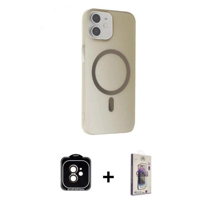 MARSİLYAN™- iPhone 11 Kılıf Çekirdek Modern Prime - Siyah Bilvis 3D Cam Ekran Koruyucu + PVD Metal Kamera Lens - TU