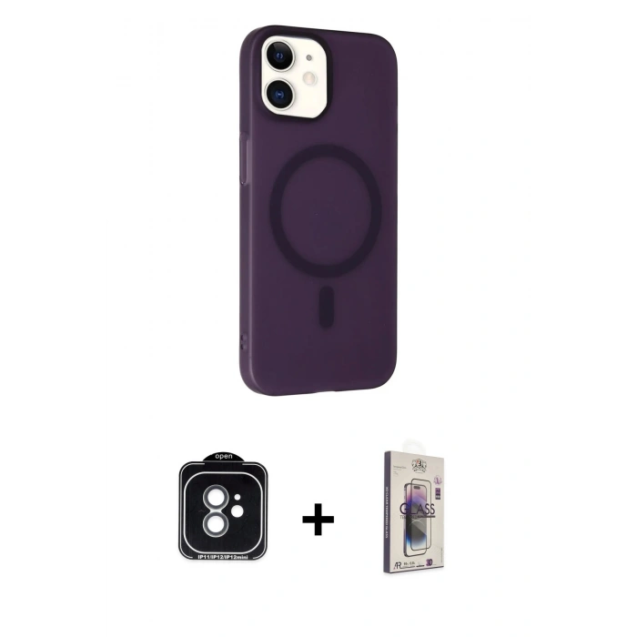 MARSİLYAN™- iPhone 11 Kılıf Çekirdek Modern Prime - Siyah Bilvis 3D Cam Ekran Koruyucu + PVD Metal Kamera Lens - YL