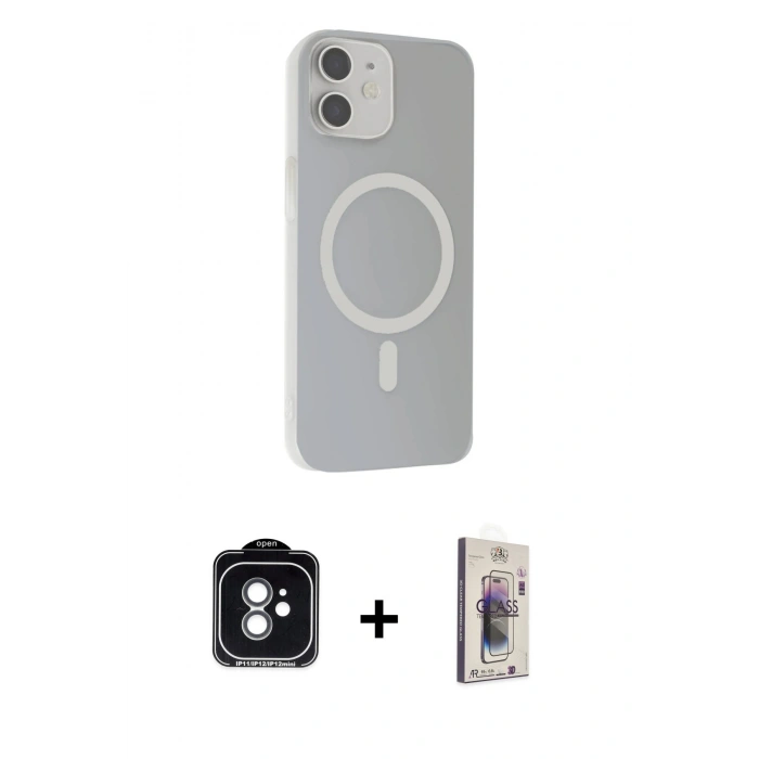 MARSİLYAN™- iPhone 11 Kılıf Çekirdek Modern Prime - Siyah Bilvis 3D Cam Ekran Koruyucu + PVD Metal Kamera Lens - YL