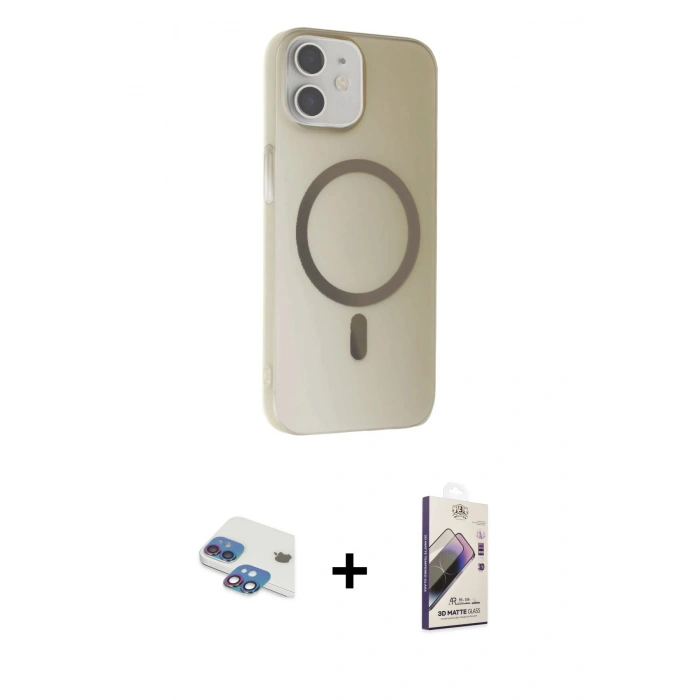MARSİLYAN™- iPhone 11 Kılıf Çekirdek Modern Prime - Siyah Bilvis 3D Mat Cam Ekran Koruyucu + Pers Alüminyum Kamera Lens - GI