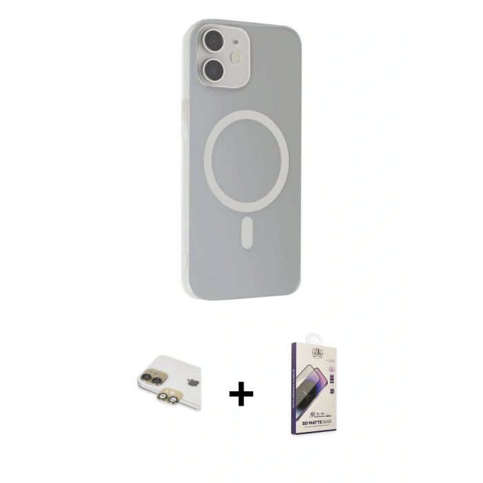 MARSİLYAN™- iPhone 11 Kılıf Çekirdek Modern Prime - Siyah Bilvis 3D Mat Cam Ekran Koruyucu + Pers Alüminyum Kamera Lens - GD