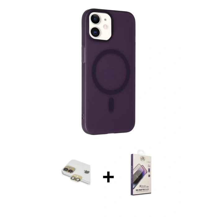 MARSİLYAN™- iPhone 11 Kılıf Çekirdek Modern Prime - Siyah Bilvis 3D Mat Cam Ekran Koruyucu + Pers Alüminyum Kamera Lens - GD
