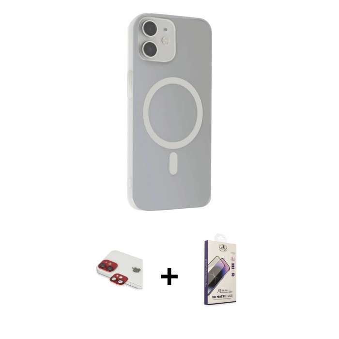 MARSİLYAN™- iPhone 11 Kılıf Çekirdek Modern Prime - Siyah Bilvis 3D Mat Cam Ekran Koruyucu + Pers Alüminyum Kamera Lens - KI
