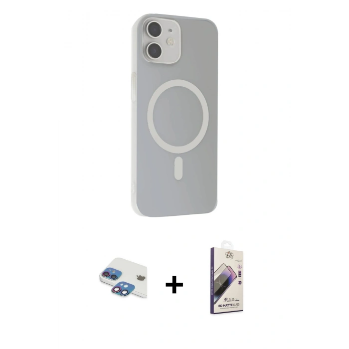 MARSİLYAN™- iPhone 11 Kılıf Çekirdek Modern Prime - Siyah Bilvis 3D Mat Cam Ekran Koruyucu + Pers Alüminyum Kamera Lens - GI