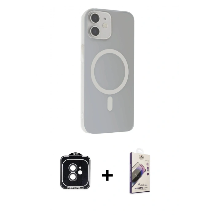 MARSİLYAN™- iPhone 11 Kılıf Çekirdek Modern Prime - Siyah Bilvis 3D Mat Cam Ekran Koruyucu + PVD Metal Kamera Lens - SH
