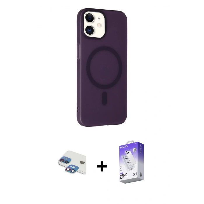 MARSİLYAN™- iPhone 11 Kılıf Çekirdek Modern Prime - Siyah Bilvis 5in1 3D Magic Cam Ekran Koruyucu + Pers Alüminyum Kamera Lens - GI