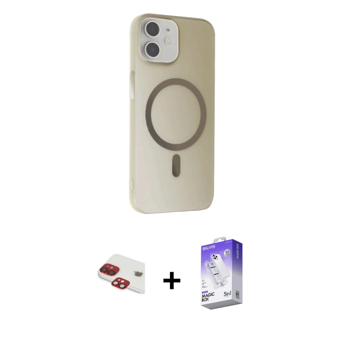 MARSİLYAN™- iPhone 11 Kılıf Çekirdek Modern Prime - Siyah Bilvis 5in1 3D Magic Cam Ekran Koruyucu + Pers Alüminyum Kamera Lens - KI