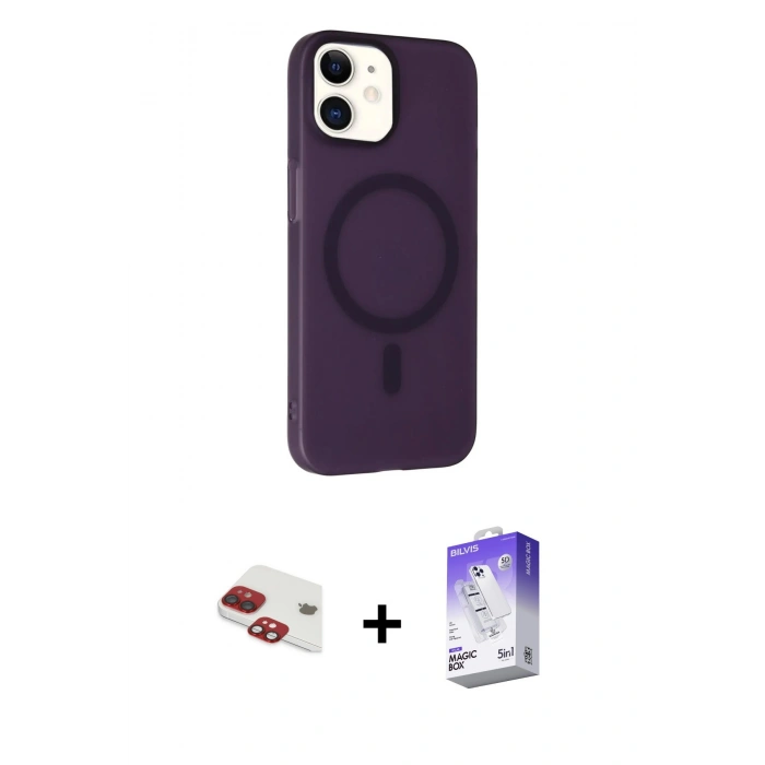 MARSİLYAN™- iPhone 11 Kılıf Çekirdek Modern Prime - Siyah Bilvis 5in1 3D Magic Cam Ekran Koruyucu + Pers Alüminyum Kamera Lens - KI