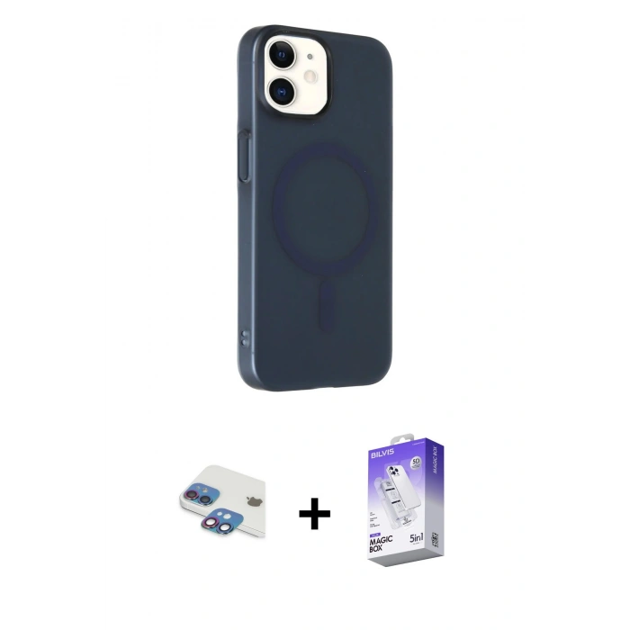 MARSİLYAN™- iPhone 11 Kılıf Çekirdek Modern Prime - Siyah Bilvis 5in1 3D Magic Cam Ekran Koruyucu + Pers Alüminyum Kamera Lens - GI