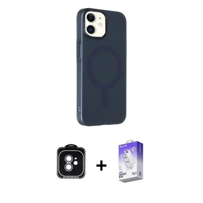 MARSİLYAN™- iPhone 11 Kılıf Çekirdek Modern Prime - Siyah Bilvis 5in1 3D Magic Cam Ekran Koruyucu + PVD Metal Kamera Lens - YL