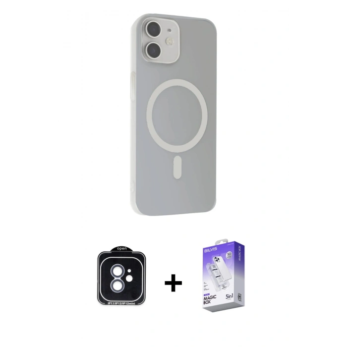 MARSİLYAN™- iPhone 11 Kılıf Çekirdek Modern Prime - Siyah Bilvis 5in1 3D Magic Cam Ekran Koruyucu + PVD Metal Kamera Lens - MI
