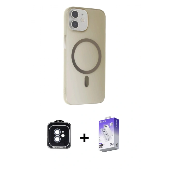 MARSİLYAN™- iPhone 11 Kılıf Çekirdek Modern Prime - Siyah Bilvis 5in1 3D Magic Cam Ekran Koruyucu + PVD Metal Kamera Lens - MI