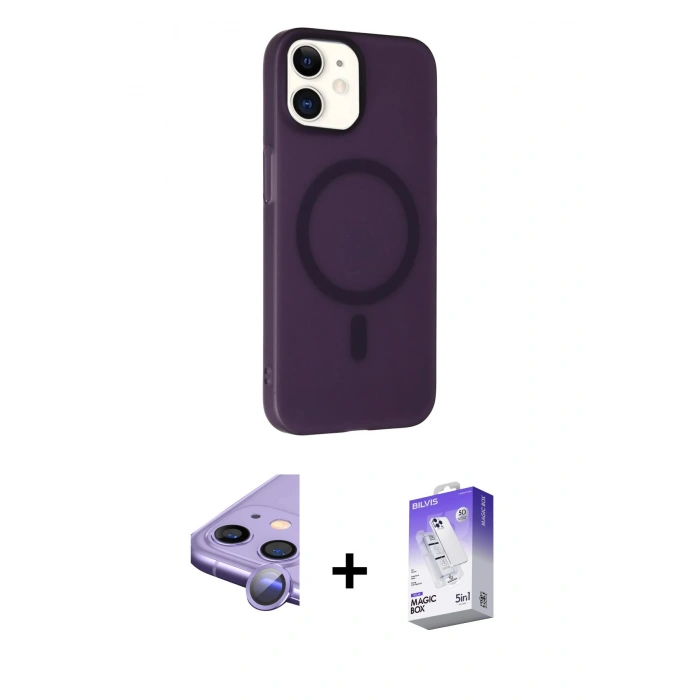 MARSİLYAN™- iPhone 11 Kılıf Çekirdek Modern Prime - Siyah Bilvis 5in1 3D Magic Cam Ekran Koruyucu + Raze Metal Kamera Lens - MR