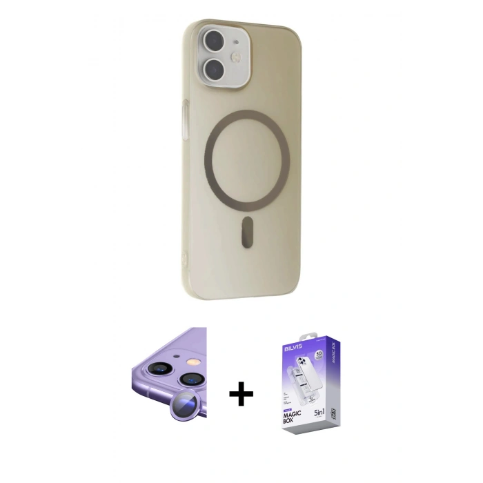 MARSİLYAN™- iPhone 11 Kılıf Çekirdek Modern Prime - Siyah Bilvis 5in1 3D Magic Cam Ekran Koruyucu + Raze Metal Kamera Lens - MR