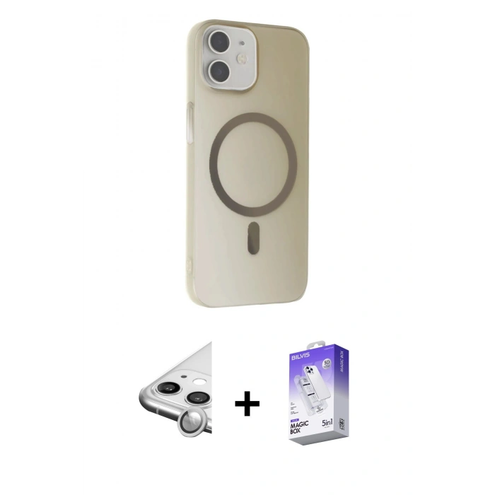 MARSİLYAN™- iPhone 11 Kılıf Çekirdek Modern Prime - Siyah Bilvis 5in1 3D Magic Cam Ekran Koruyucu + Raze Metal Kamera Lens - GS