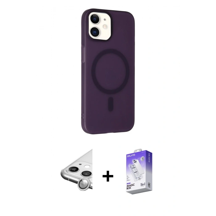 MARSİLYAN™- iPhone 11 Kılıf Çekirdek Modern Prime - Siyah Bilvis 5in1 3D Magic Cam Ekran Koruyucu + Raze Metal Kamera Lens - GS