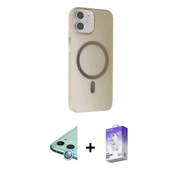 MARSİLYAN™- iPhone 11 Kılıf Çekirdek Modern Prime - Siyah Bilvis 5in1 3D Magic Cam Ekran Koruyucu + Raze Metal Kamera Lens - MI