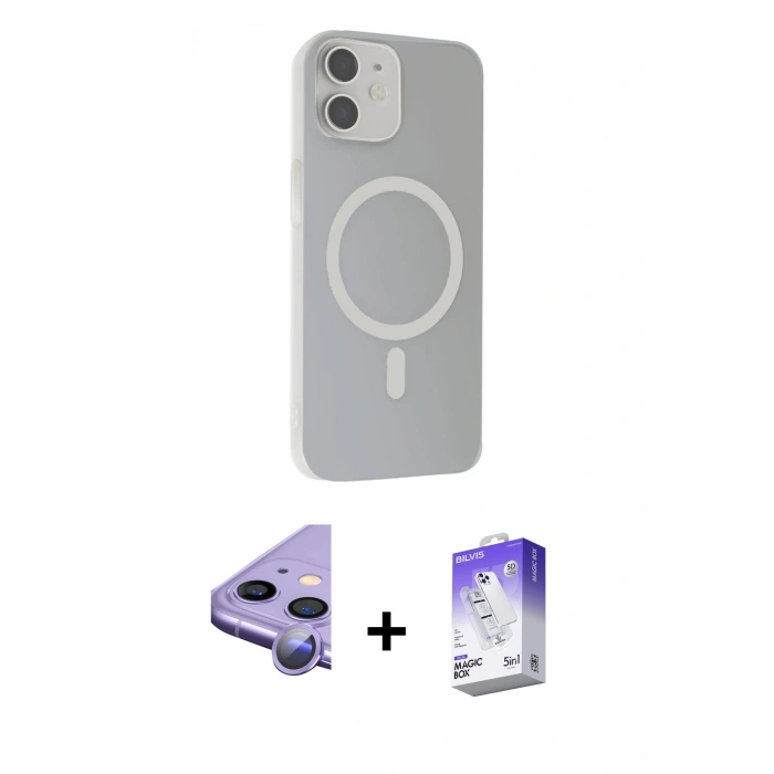 MARSİLYAN™- iPhone 11 Kılıf Çekirdek Modern Prime - Siyah Bilvis 5in1 3D Magic Cam Ekran Koruyucu + Raze Metal Kamera Lens - MR