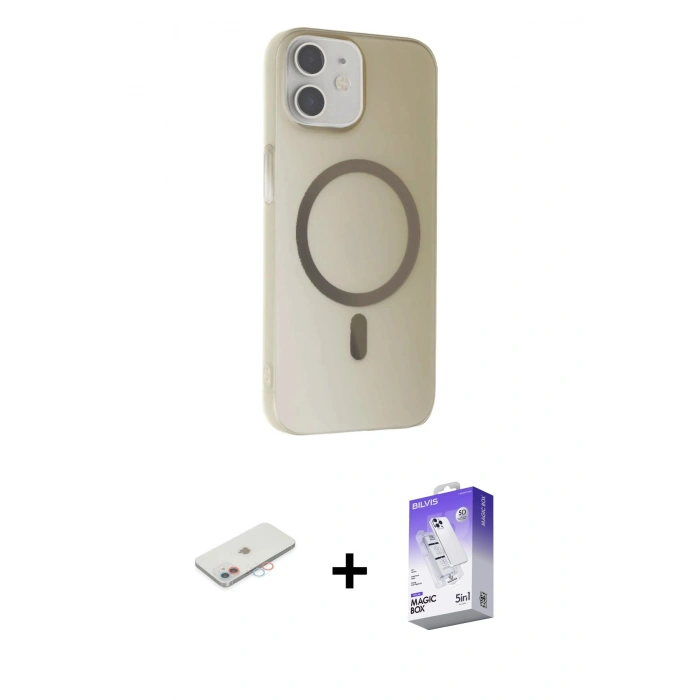 MARSİLYAN™- iPhone 11 Kılıf Çekirdek Modern Prime - Siyah Bilvis 5in1 3D Magic Cam Ekran Koruyucu + Renkli Kamera Lens Koruma Cam - PE
