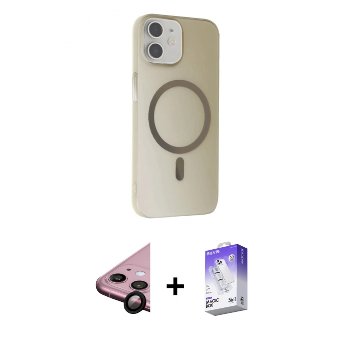 MARSİLYAN™- iPhone 11 Kılıf Çekirdek Modern Prime - Siyah Bilvis 5in1 3D Magic Cam Ekran Koruyucu + Siyah Raze Metal Kamera Lens