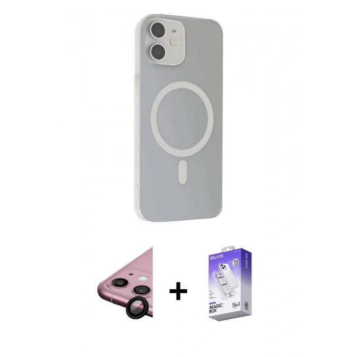 MARSİLYAN™- iPhone 11 Kılıf Çekirdek Modern Prime - Siyah Bilvis 5in1 3D Magic Cam Ekran Koruyucu + Siyah Raze Metal Kamera Lens
