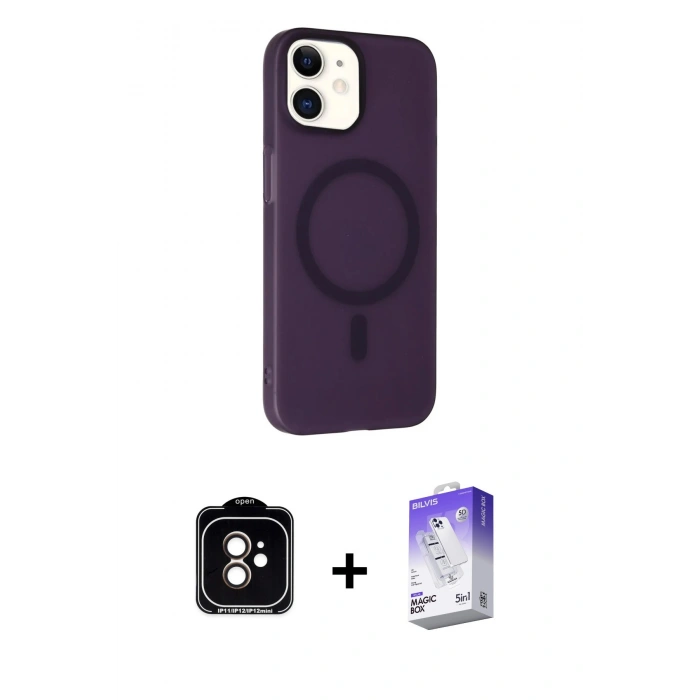 MARSİLYAN™- iPhone 11 Kılıf Çekirdek Modern Prime - Siyah Bilvis 5in1 3D Magic Cam Ekran Koruyucu + PVD Metal Kamera Lens - TU