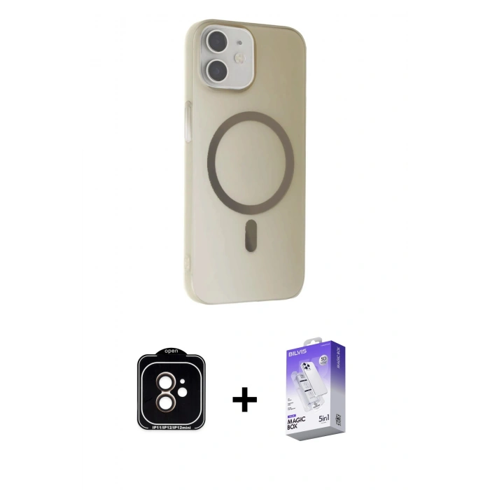 MARSİLYAN™- iPhone 11 Kılıf Çekirdek Modern Prime - Siyah Bilvis 5in1 3D Magic Cam Ekran Koruyucu + PVD Metal Kamera Lens - TU