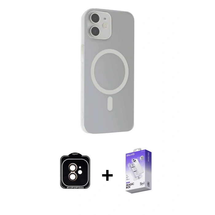 MARSİLYAN™- iPhone 11 Kılıf Çekirdek Modern Prime - Siyah Bilvis 5in1 3D Magic Cam Ekran Koruyucu + PVD Metal Kamera Lens - TU