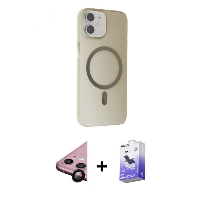 MARSİLYAN™- iPhone 11 Kılıf Çekirdek Modern Prime - Siyah Bilvis 5in1 5D Magic Hayalet Cam Ekran Koruyucu + Siyah Raze Metal Kamera Lens