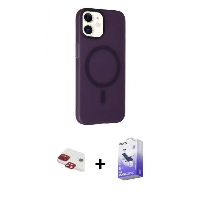 MARSİLYAN™- iPhone 11 Kılıf Çekirdek Modern Prime - Siyah Bilvis 5in1 5D Magic Hayalet Cam Ekran Koruyucu + Pers Alüminyum Kamera Lens - KI