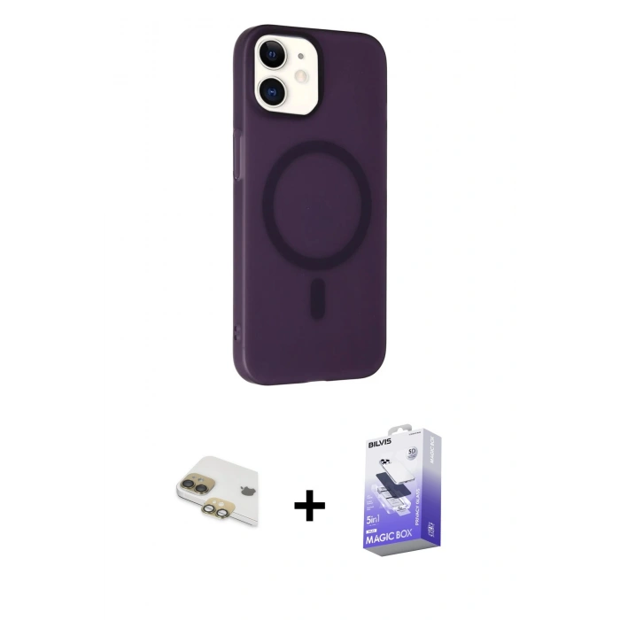 MARSİLYAN™- iPhone 11 Kılıf Çekirdek Modern Prime - Siyah Bilvis 5in1 5D Magic Hayalet Cam Ekran Koruyucu + Gold Pers Alüminyum Kamera Lens