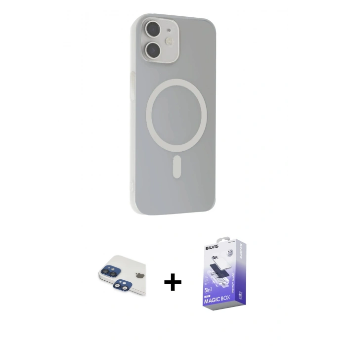MARSİLYAN™- iPhone 11 Kılıf Çekirdek Modern Prime - Siyah Bilvis 5in1 5D Magic Hayalet Cam Ekran Koruyucu + Pers Alüminyum Kamera Lens - LT