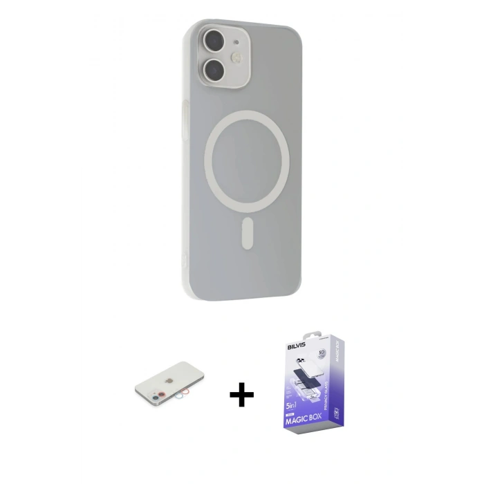MARSİLYAN™- iPhone 11 Kılıf Çekirdek Modern Prime - Siyah Bilvis 5in1 5D Magic Hayalet Cam Ekran Koruyucu + Renkli Kamera Lens Koruma Cam - PE
