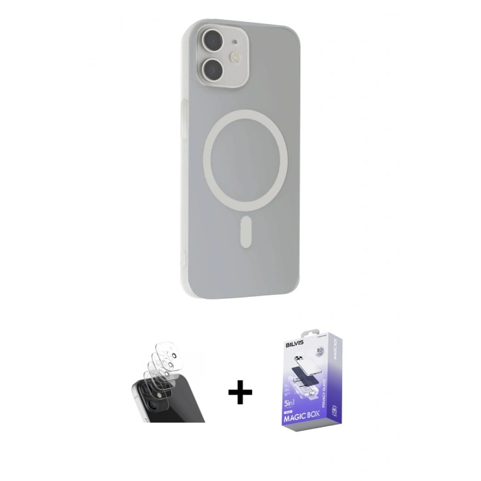 MARSİLYAN™- iPhone 11 Kılıf Çekirdek Modern Prime - Siyah Bilvis 5in1 5D Magic Hayalet Cam Ekran Koruyucu + Kamera Lens Koruma Cam - SF